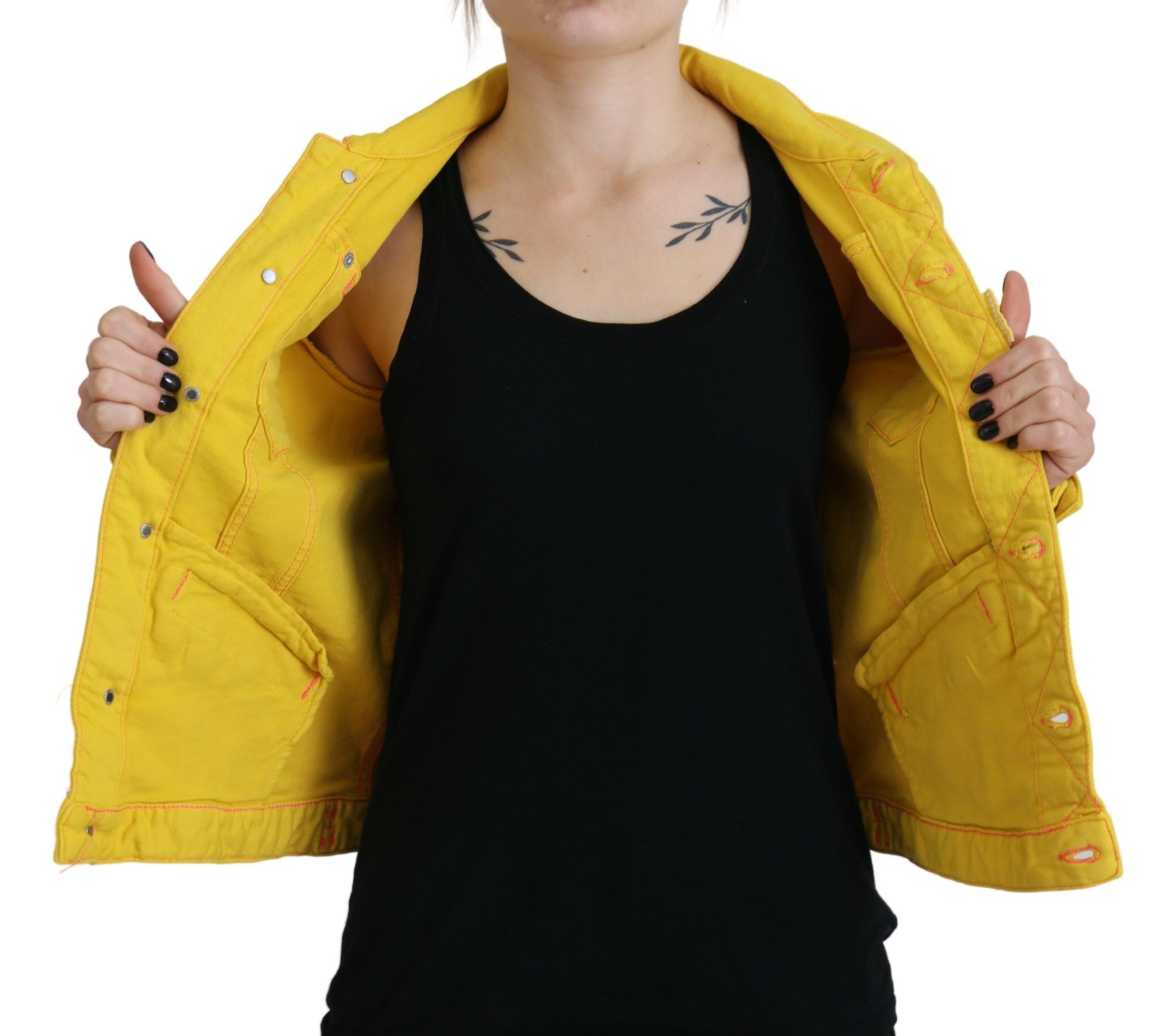 Dsquared² Sarı uzun kollu yakalı kot ceket